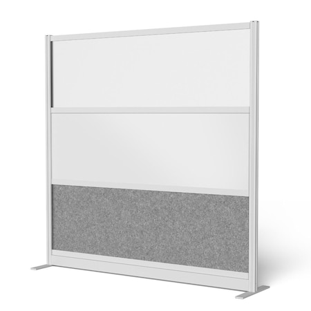 Luxor Modular Wall Room Divider System - Silver Frame - 70in. x 70in. Starter Wall - Wide Paneling MW-7070-FWCGWG